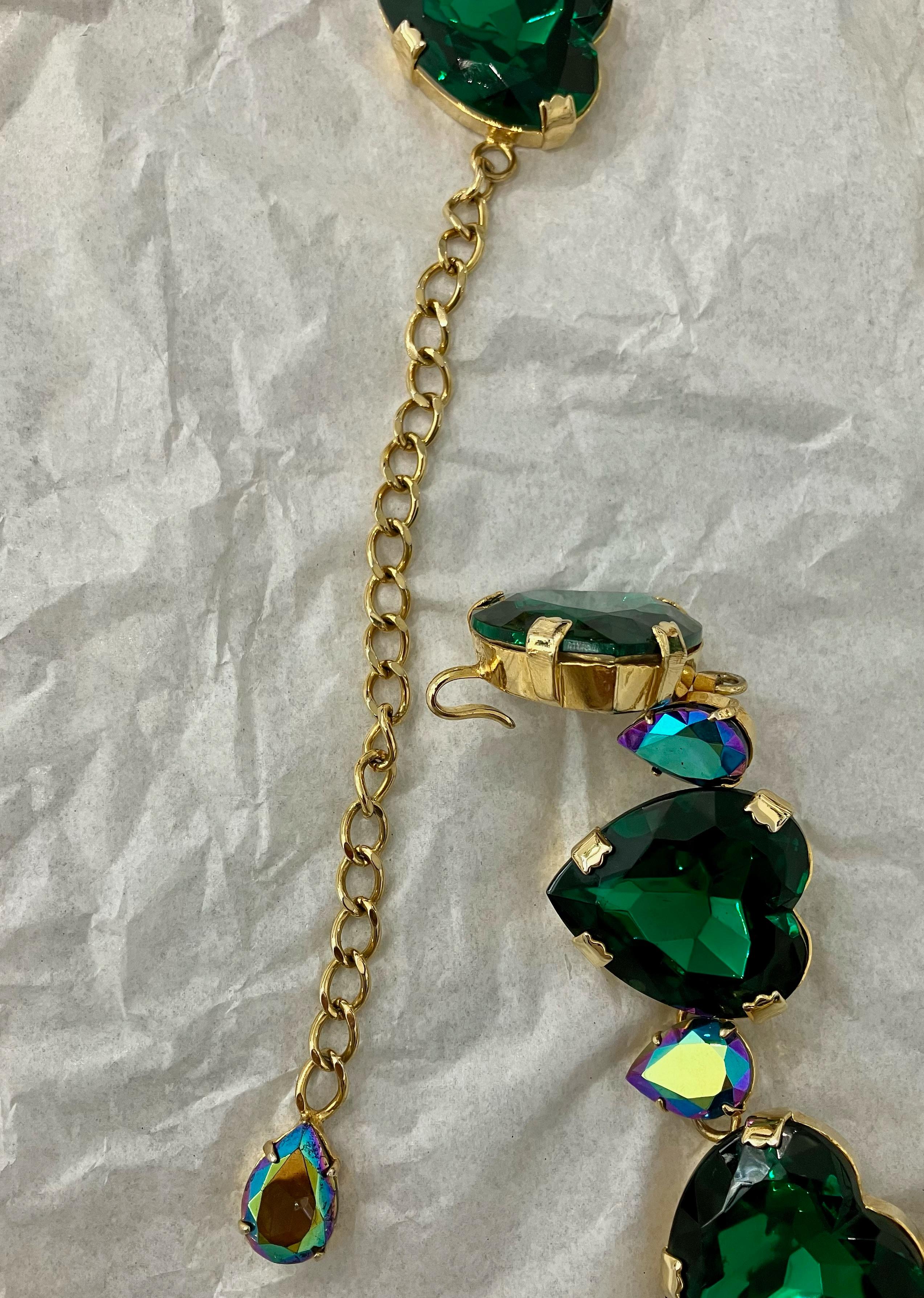 Dolce and Gabbana Green Heart-Charms Chain Belt 1