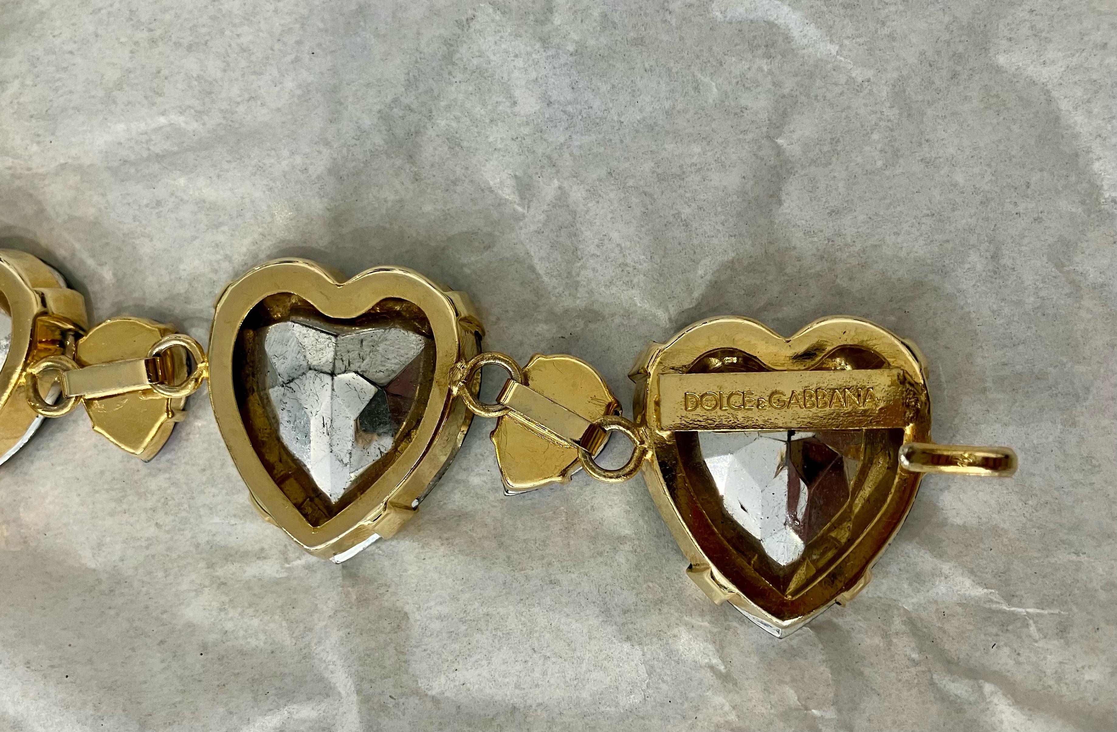 Dolce and Gabbana Green Heart-Charms Chain Belt 2
