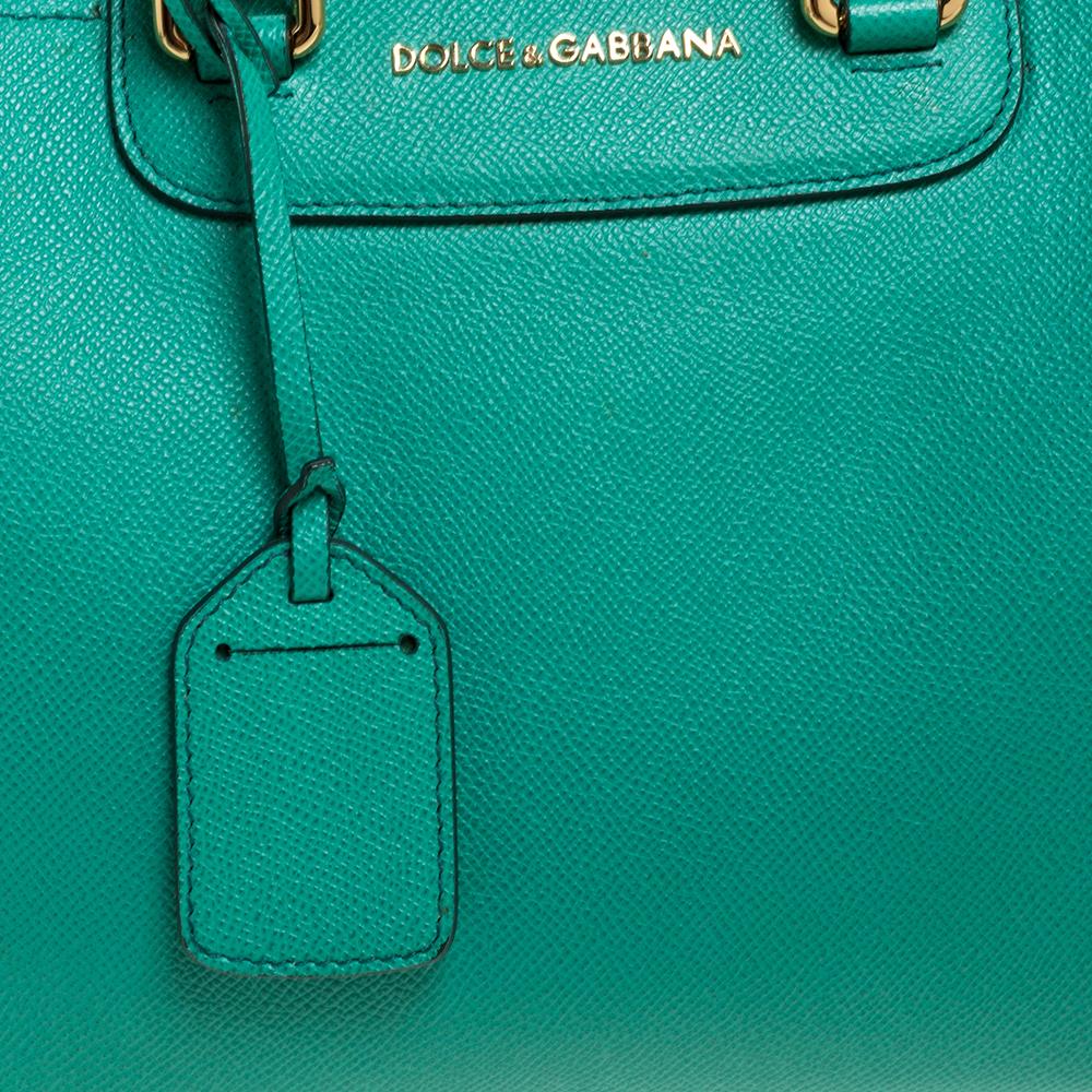 Dolce and Gabbana Green Leather Boston Bag 5