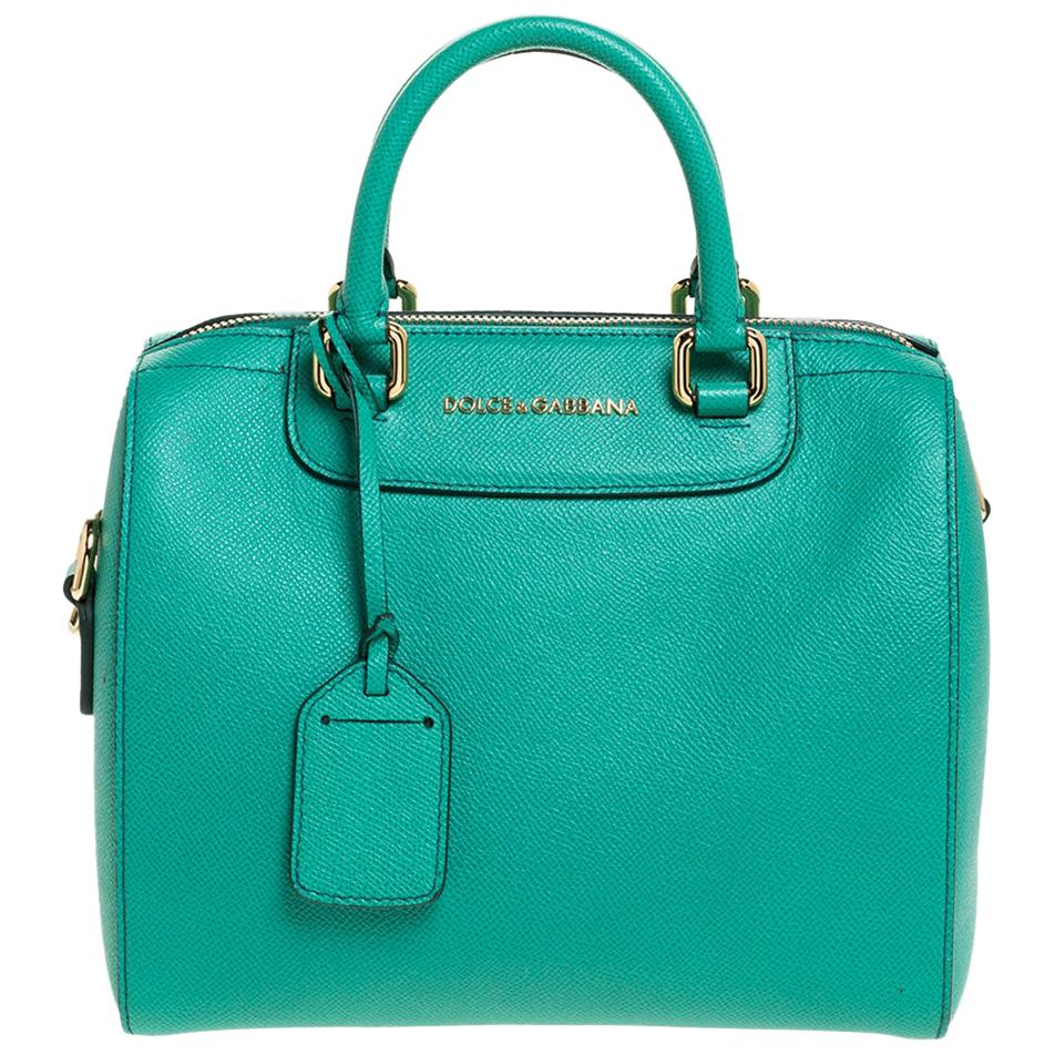 Dolce and Gabbana Green Leather Boston Bag