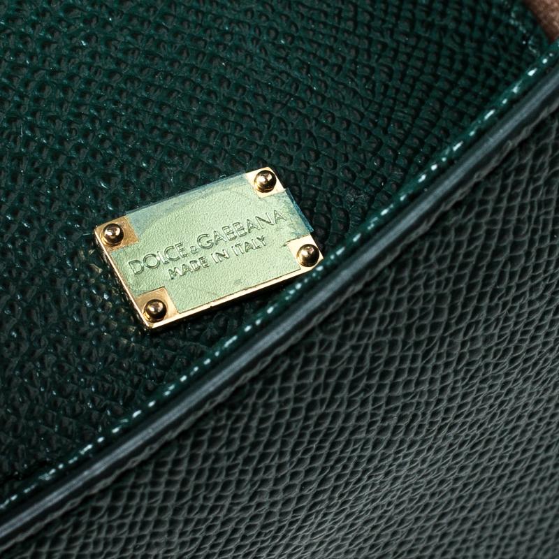 Dolce and Gabbana Green Leather Medium Miss Sicily Top Handle Bag 5