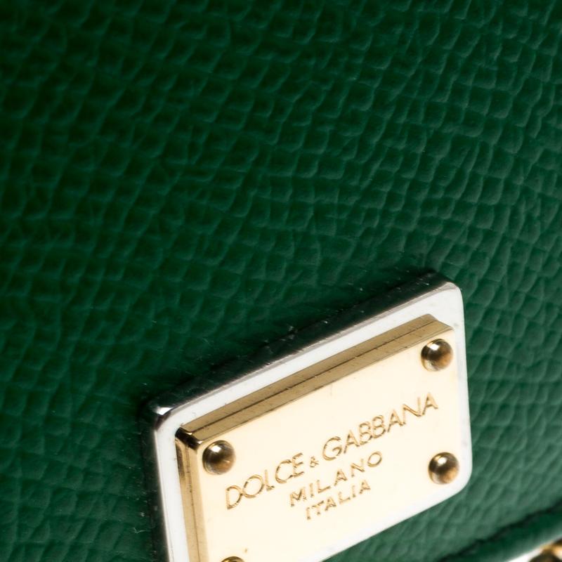 Dolce and Gabbana Green Leather Sicily Wallet on Chain 1