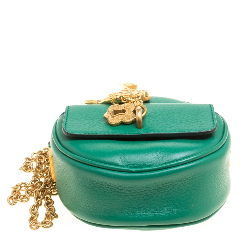 Dolce and Gabbana Green Leather Small Charm Miss Glam Crossbody Bag Damen