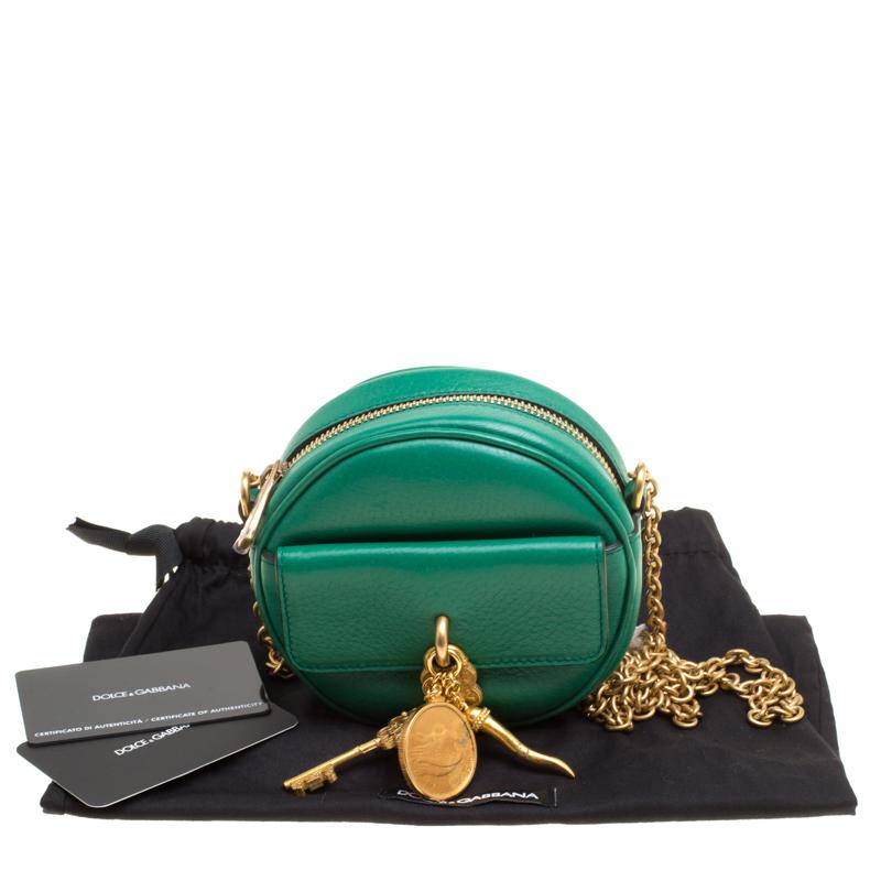 Dolce and Gabbana Green Leather Small Charm Miss Glam Crossbody Bag 1