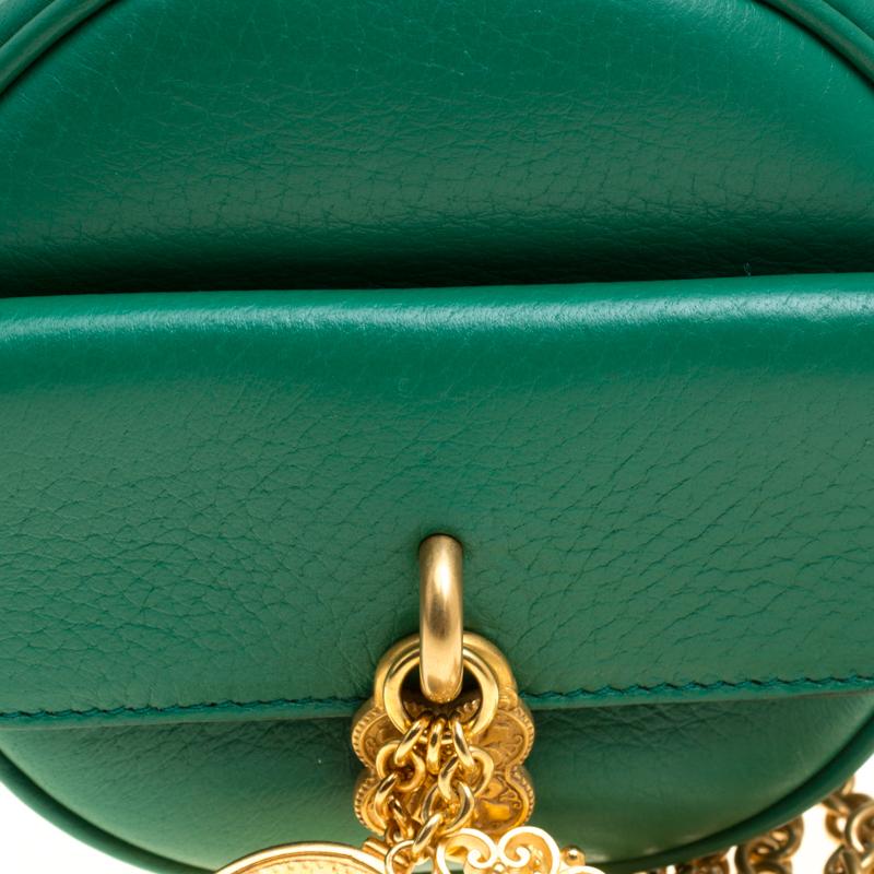 Dolce and Gabbana Green Leather Small Charm Miss Glam Crossbody Bag 4