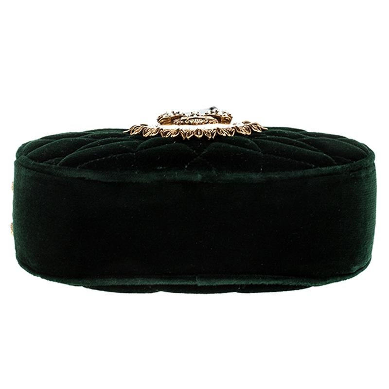 Women's Dolce and Gabbana Green Matelasse Velvet Devotion Camera Crossbody Bag