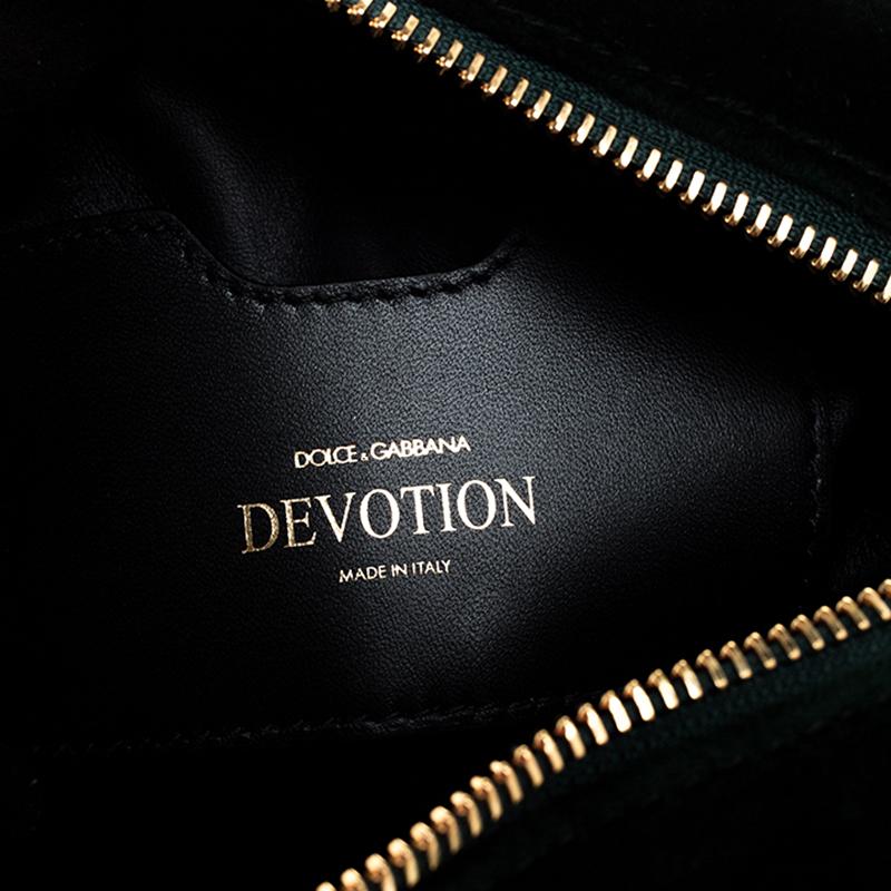 Dolce and Gabbana Green Matelasse Velvet Devotion Camera Crossbody Bag 3