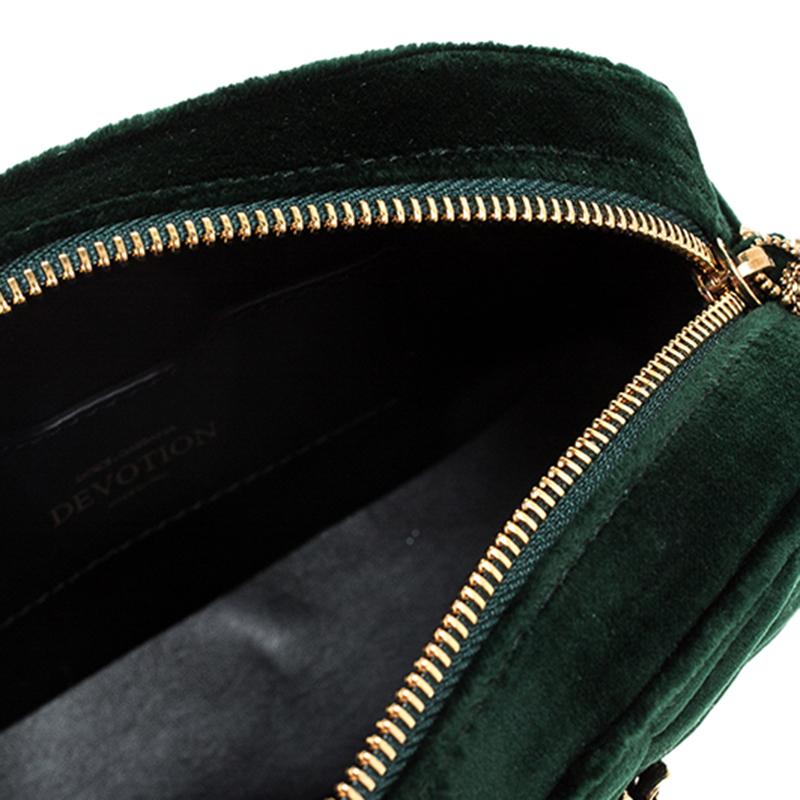 Dolce and Gabbana Green Matelasse Velvet Devotion Camera Crossbody Bag 4
