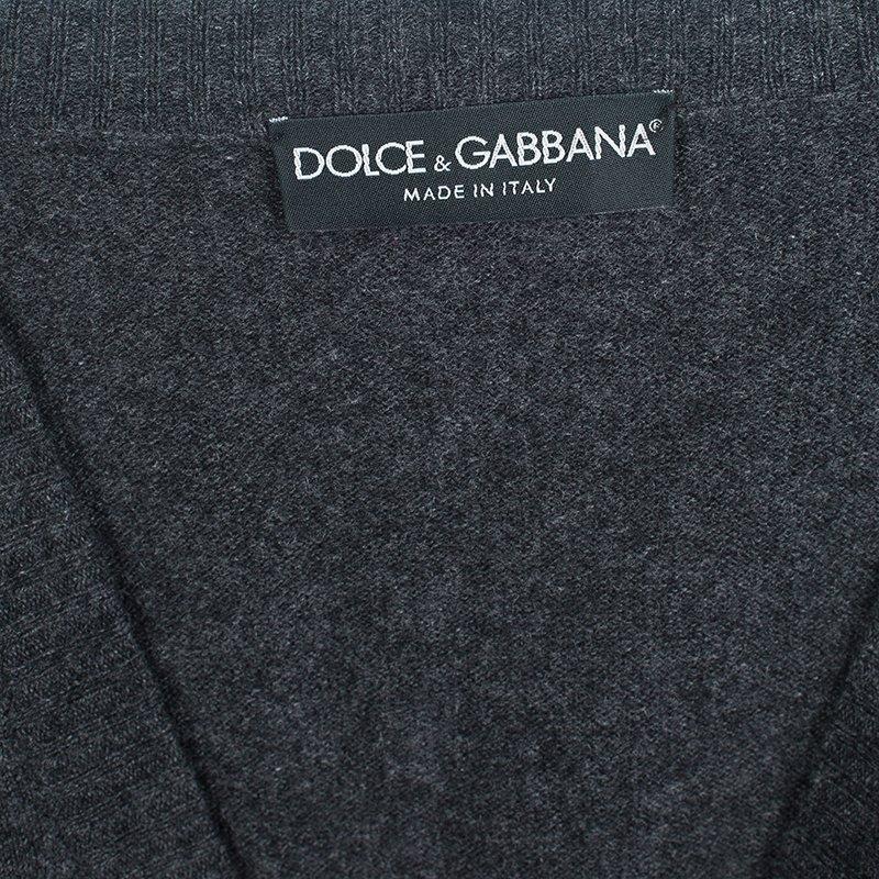 Dolce and Gabbana Grey Cashmere Safety Pin Cardigan S In Good Condition In Dubai, Al Qouz 2