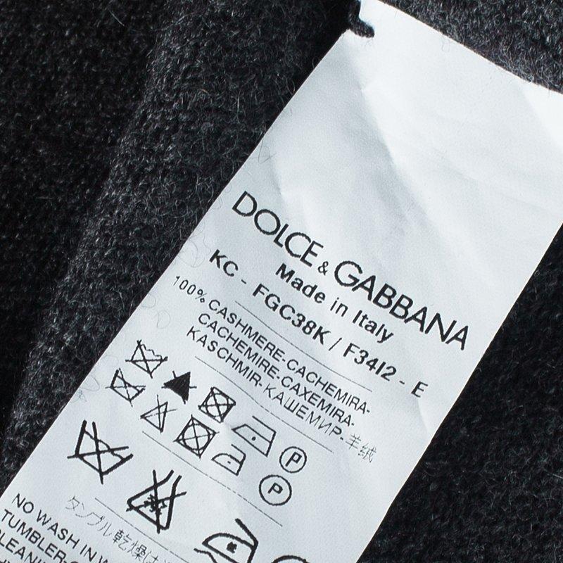 Women's Dolce and Gabbana Grey Cashmere Safety Pin Cardigan S