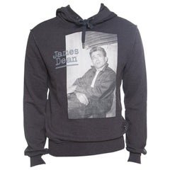 Dolce and Gabbana Grey Cotton Terry James Dean Print Hoodie S