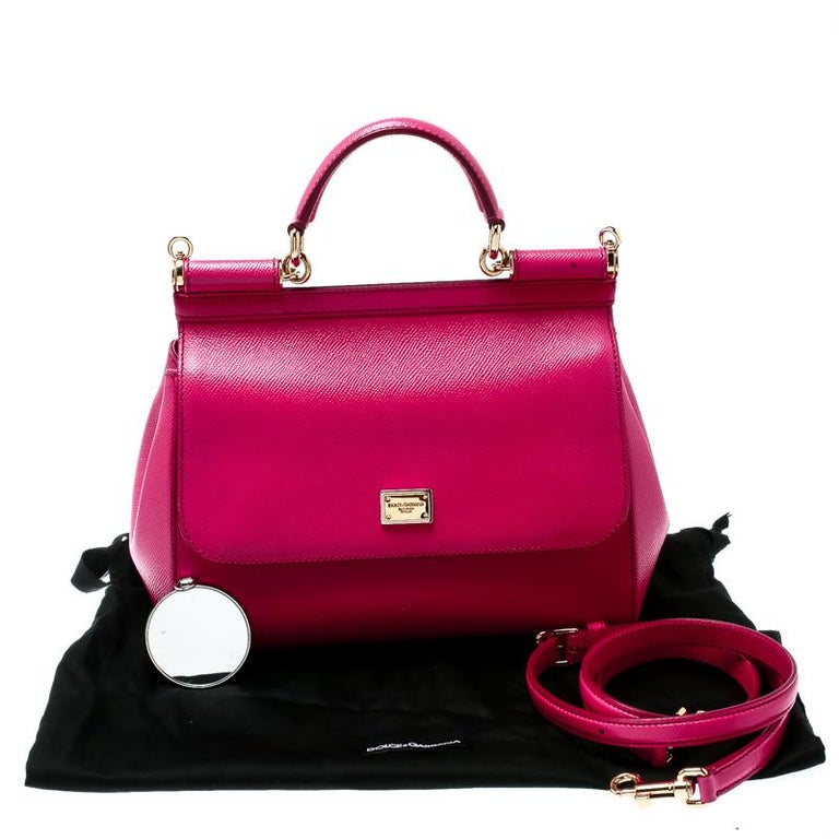 Dolce and Gabbana Pink Leather Medium Miss Sicily Top Handle Bag Dolce &  Gabbana