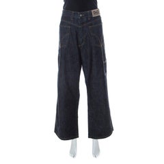 Dolce and Gabbana Indigo Denim Reverse Pocket Wide Leg Jeans XL