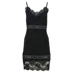 Dolce And Gabbana Lace Trimmed Silk Blend Mini Dress IT 46 UK 14
