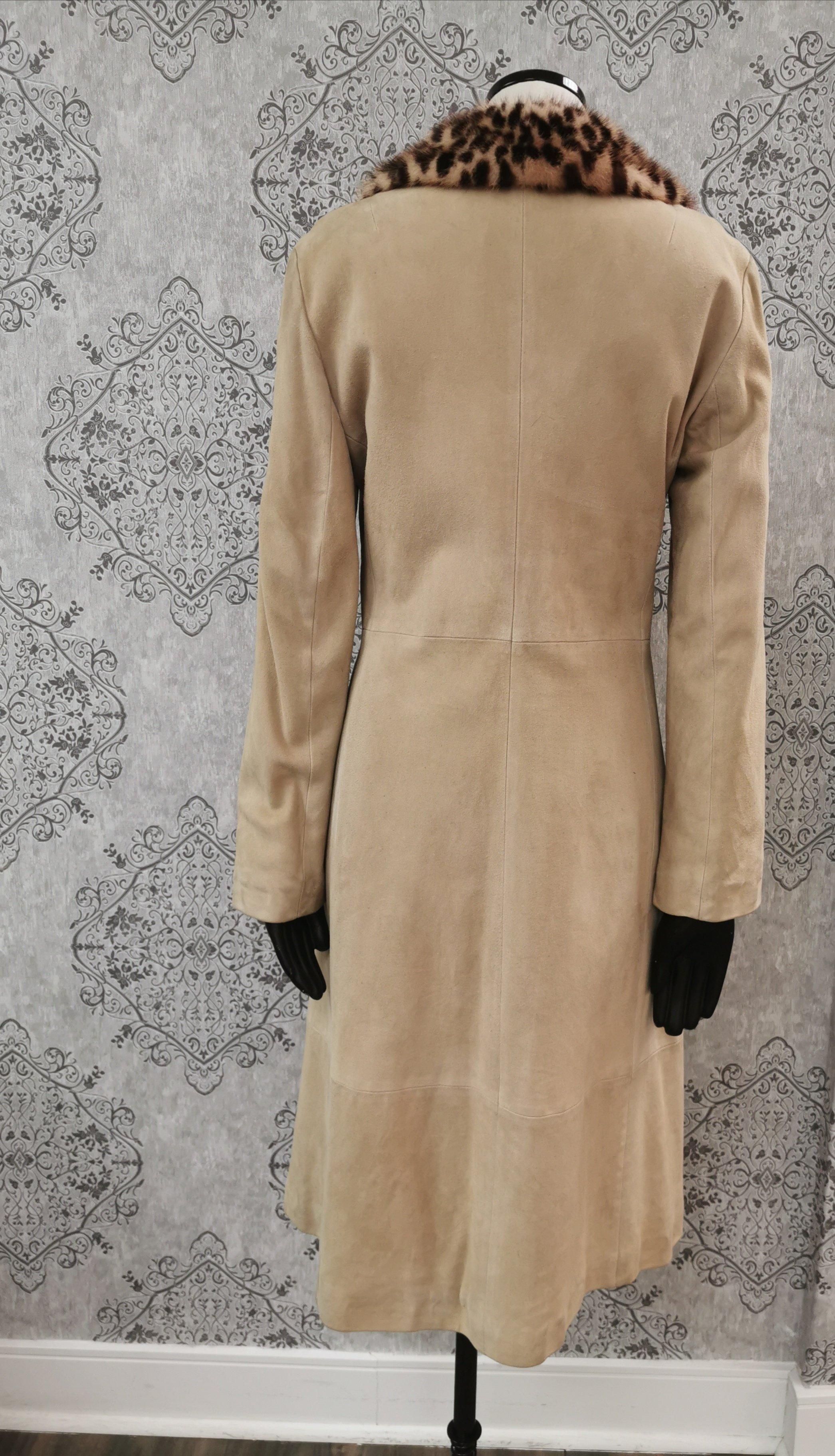 Dolce and Gabbana Lamb Suede Coat with Mink Fur Trim (S 4-6/S) For Sale 1
