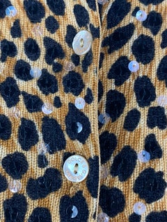 Dolce and Gabbana Leopard Cashmere Cardigan Sweater Size 40