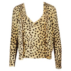 Dolce And Gabbana Leopard Jacquard Wool Top And Cardigan Set It 38 Uk 6