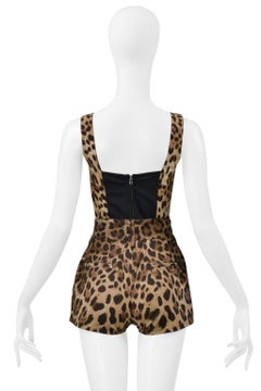 Dolce And Gabbana Leopard Print Bustier And Shorts Ensemble