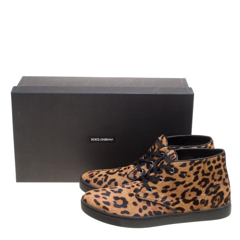 Dolce and Gabbana Leopard Print Calf Hair High Top Sneakers Size 43.5 3
