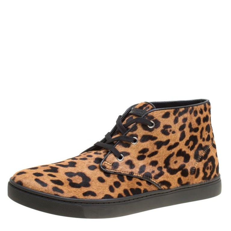 Dolce and Gabbana Leopard Print Calf Hair High Top Sneakers Size 43.5 ...