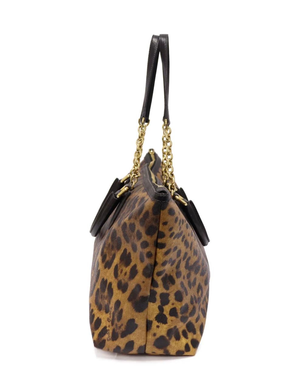 Dolce and Gabbana Leopard Print Canvas Tote For Sale 1