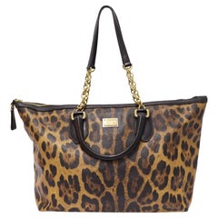 Dolce and Gabbana Leopard Print Canvas Tote