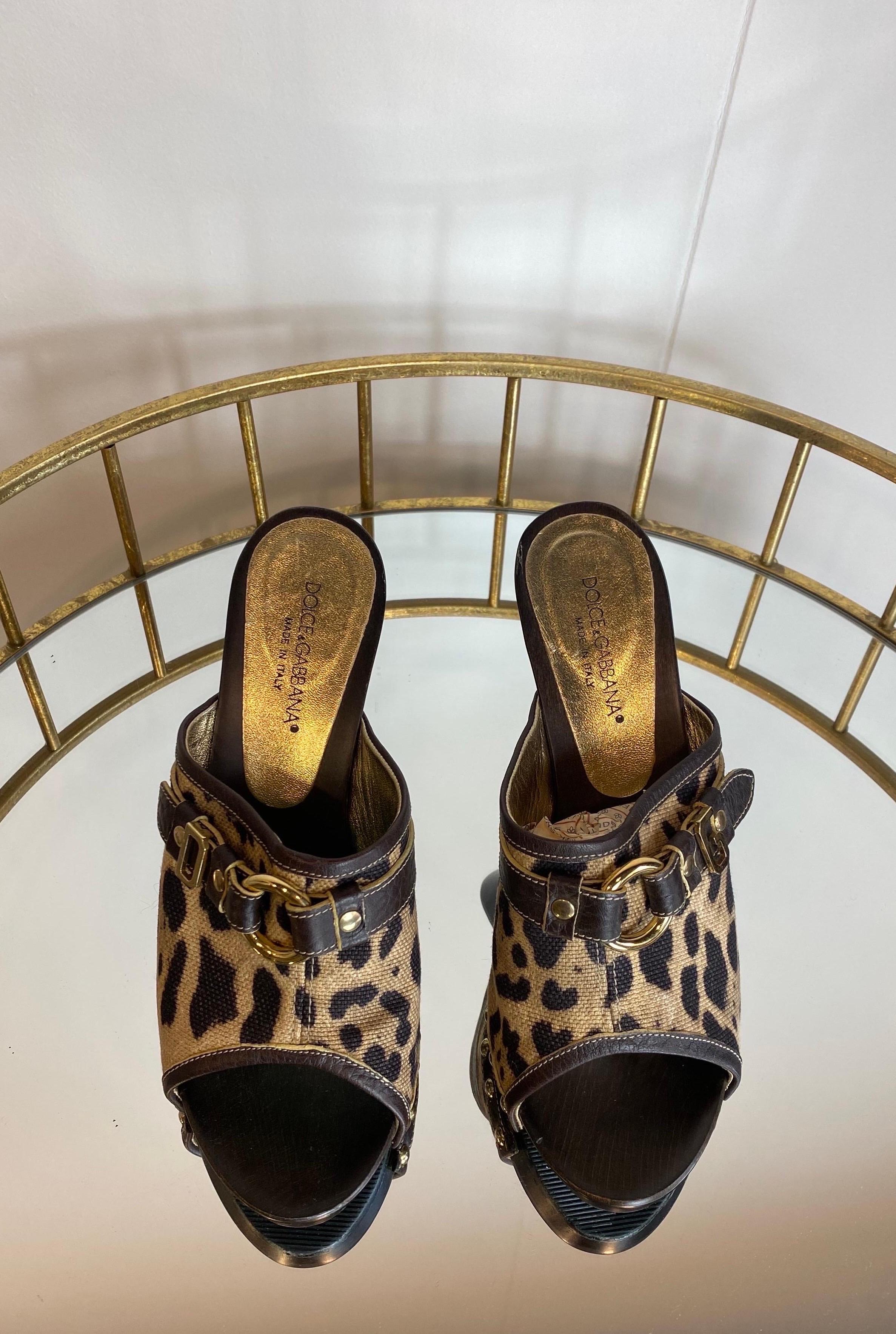 Dolce and Gabbana Leopard print Clogs In Excellent Condition In Carnate, IT