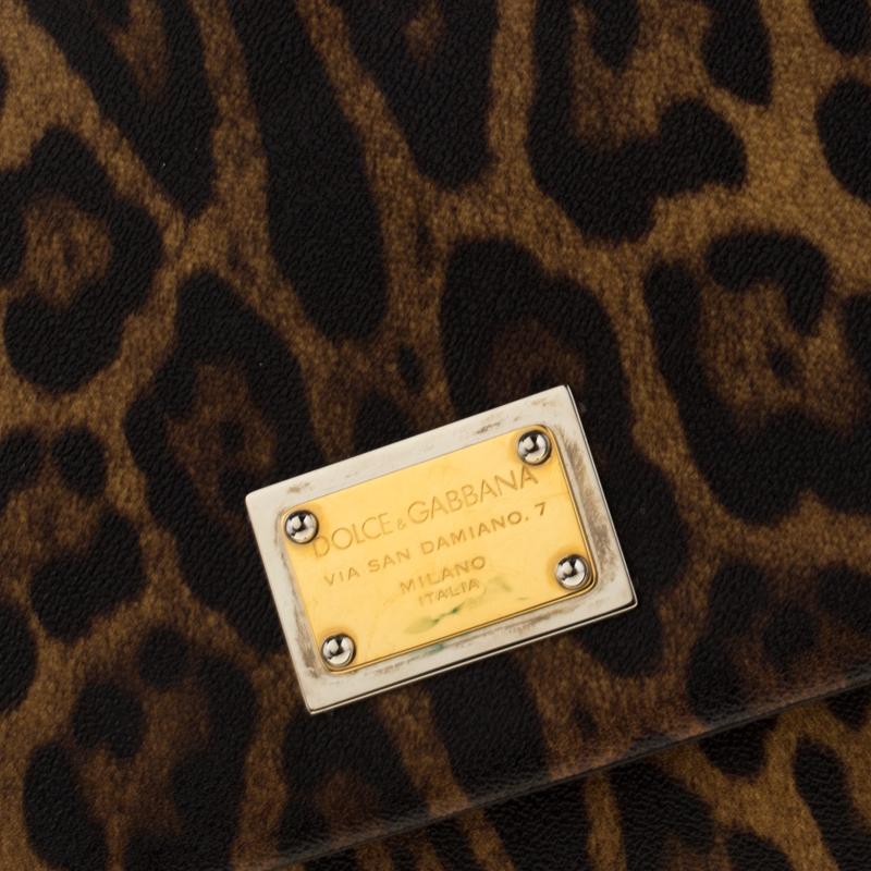 Dolce and Gabbana Leopard Print Coated Canvas and Leather Large Miss Sicily Top  5