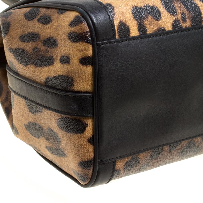 Dolce and Gabbana Leopard Print Coated Canvas Padlock Shoulder Bag 2