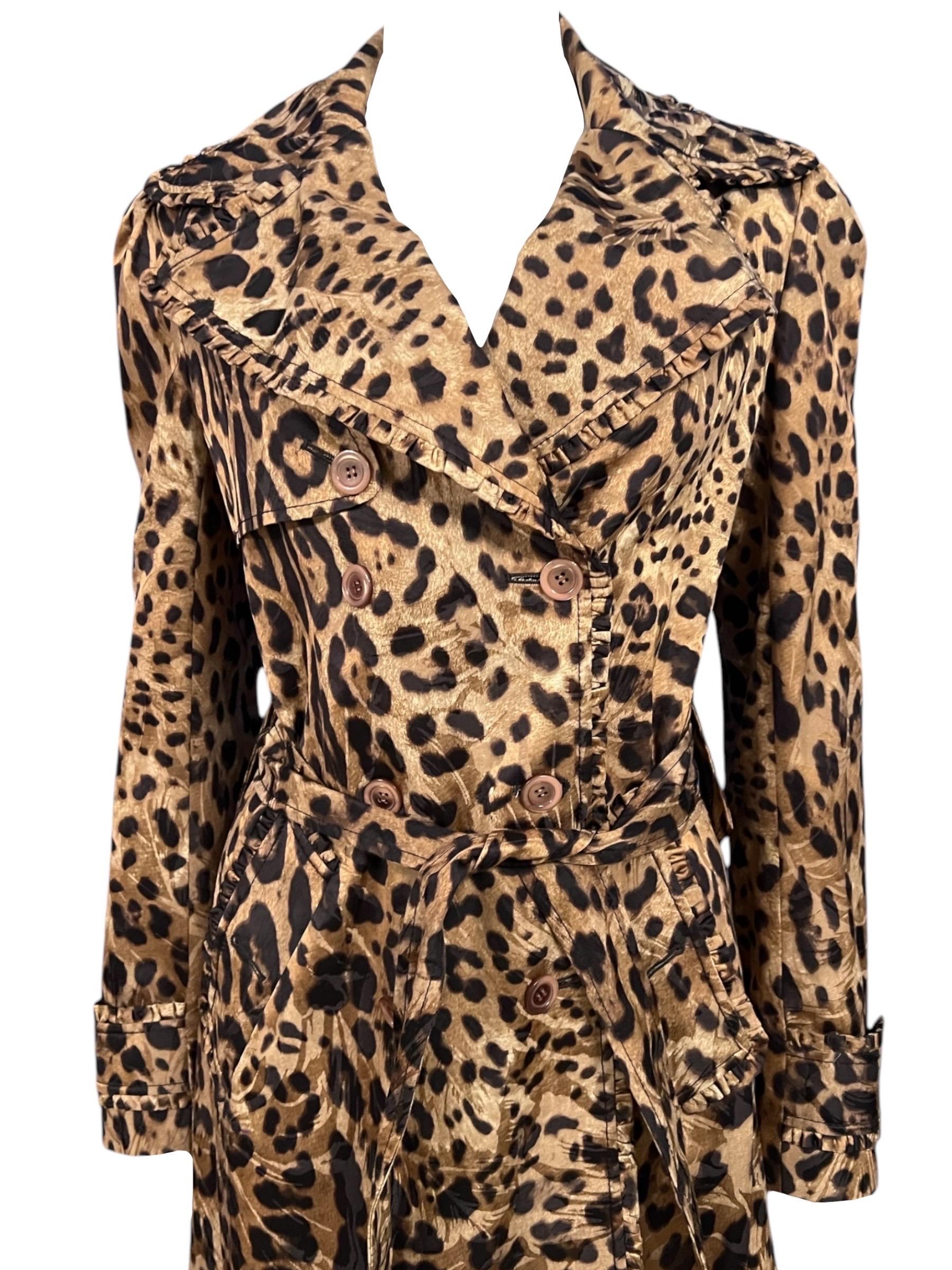 Women's Dolce and Gabbana Leopard Print Double Breasted Trench Coat For Sale