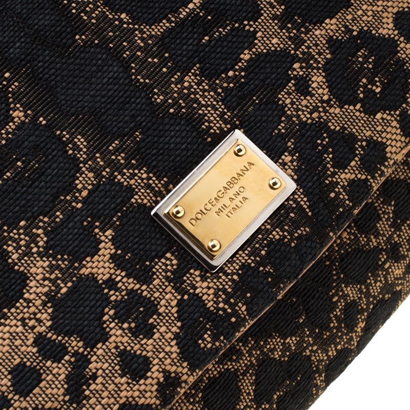 Dolce and Gabbana Leopard Print Fabric and Leather Medium Miss Sicily Top Handle 3