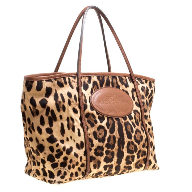 Dolce and Gabbana Leopard Print Fabric Animalier Shopper Tote at 1stDibs