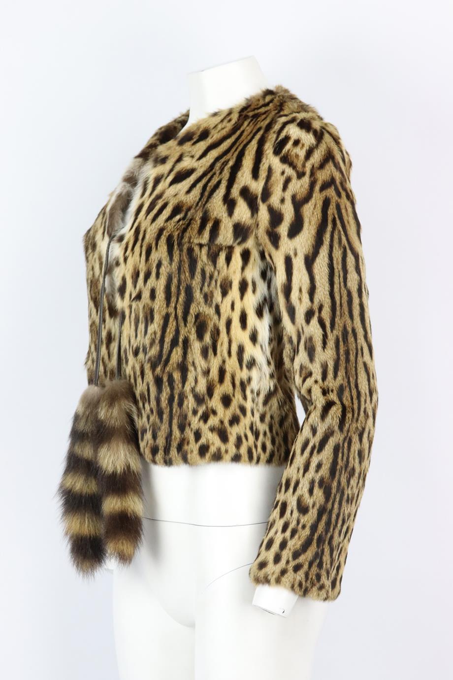 Dolce And Gabbana Leopard Print Fur Jacket It 40 Uk 8 In Excellent Condition In London, GB