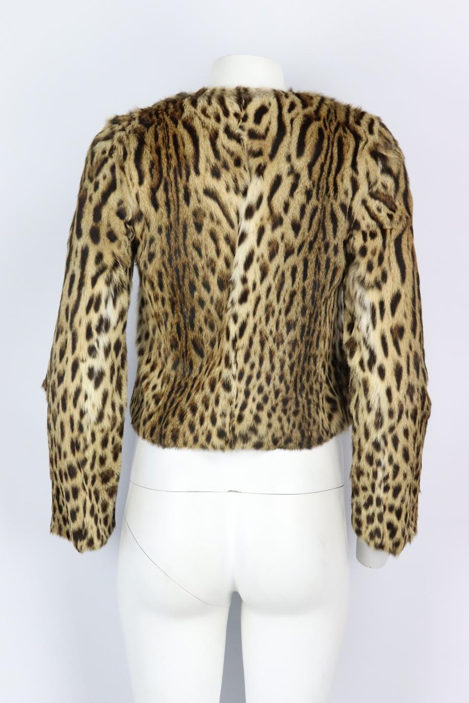 Women's Dolce And Gabbana Leopard Print Fur Jacket It 40 Uk 8