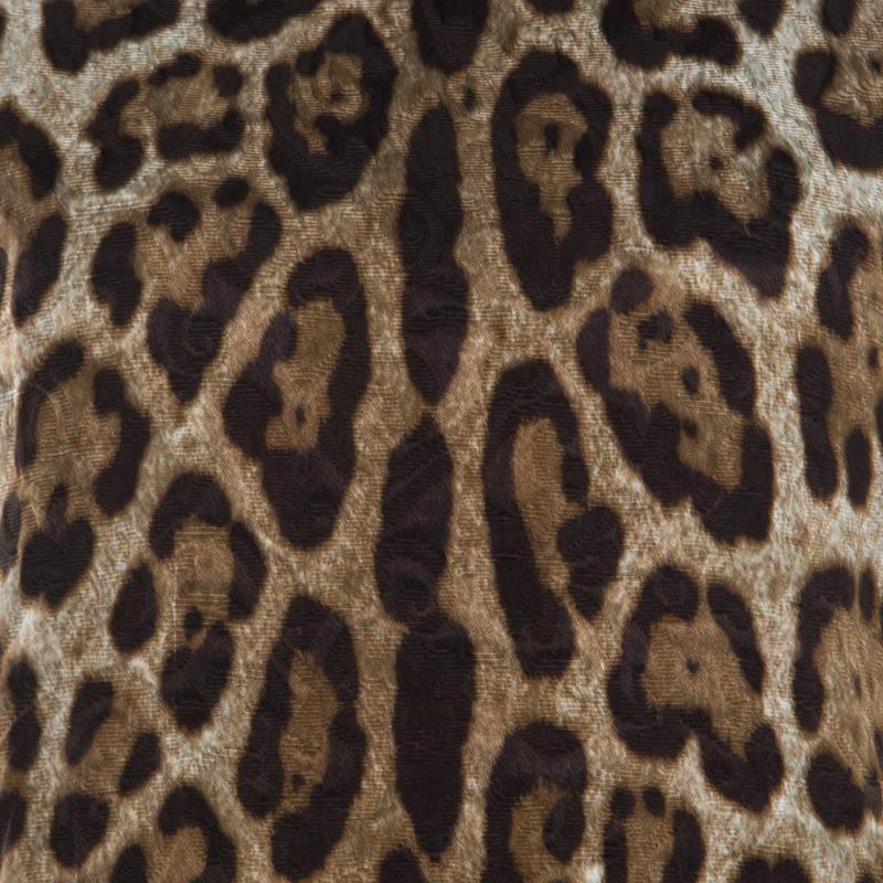 Dolce and Gabbana Leopard Print Jacquard Boxy Fit Blouse S In Good Condition In Dubai, Al Qouz 2