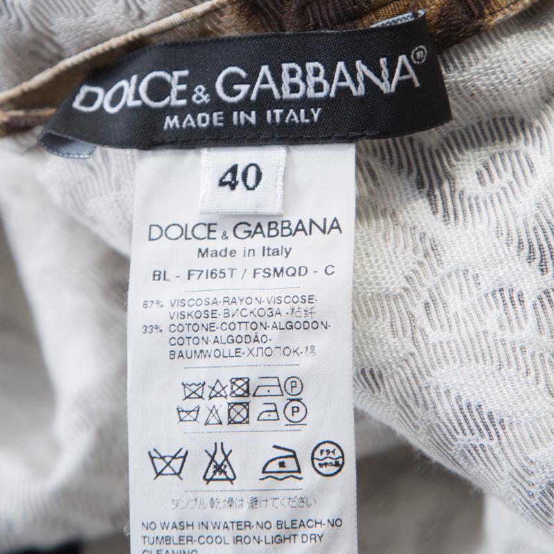 Women's Dolce and Gabbana Leopard Print Jacquard Boxy Fit Blouse S