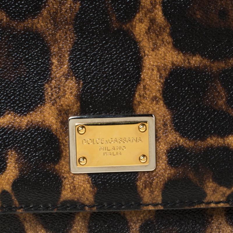 Dolce and Gabbana Leopard Print Leather Medium Miss Sicily Top Handle Bag 5