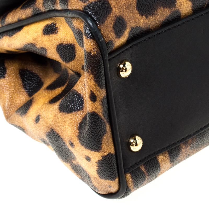 Dolce and Gabbana Leopard Print Leather Medium Miss Sicily Top Handle Bag 3