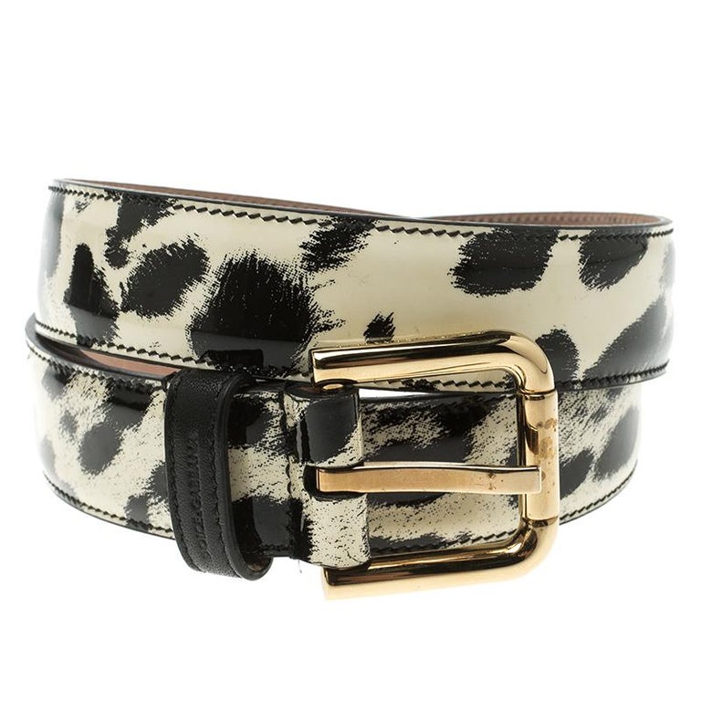 Dolce and Gabbana Leopard Print Patent Leather Belt 75 CM For Sale at ...
