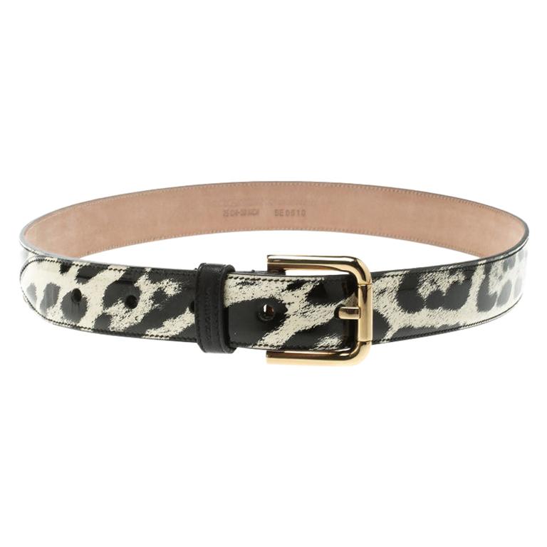 Dolce and Gabbana Leopard Print Patent Leather Belt 75 CM For Sale at ...