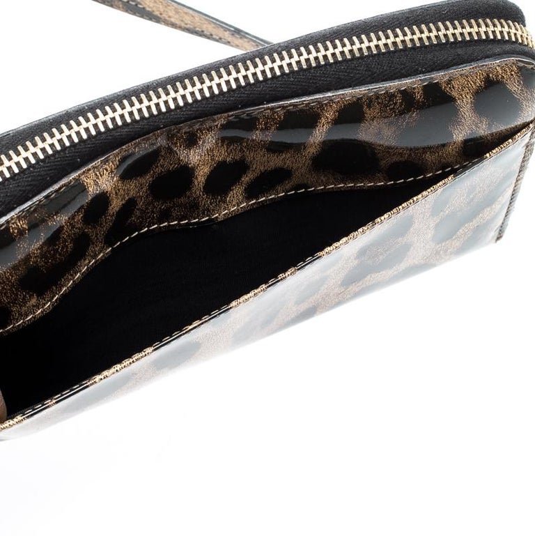 Dolce and Gabbana Leopard Print Patent Leather Zip Around Wallet For ...