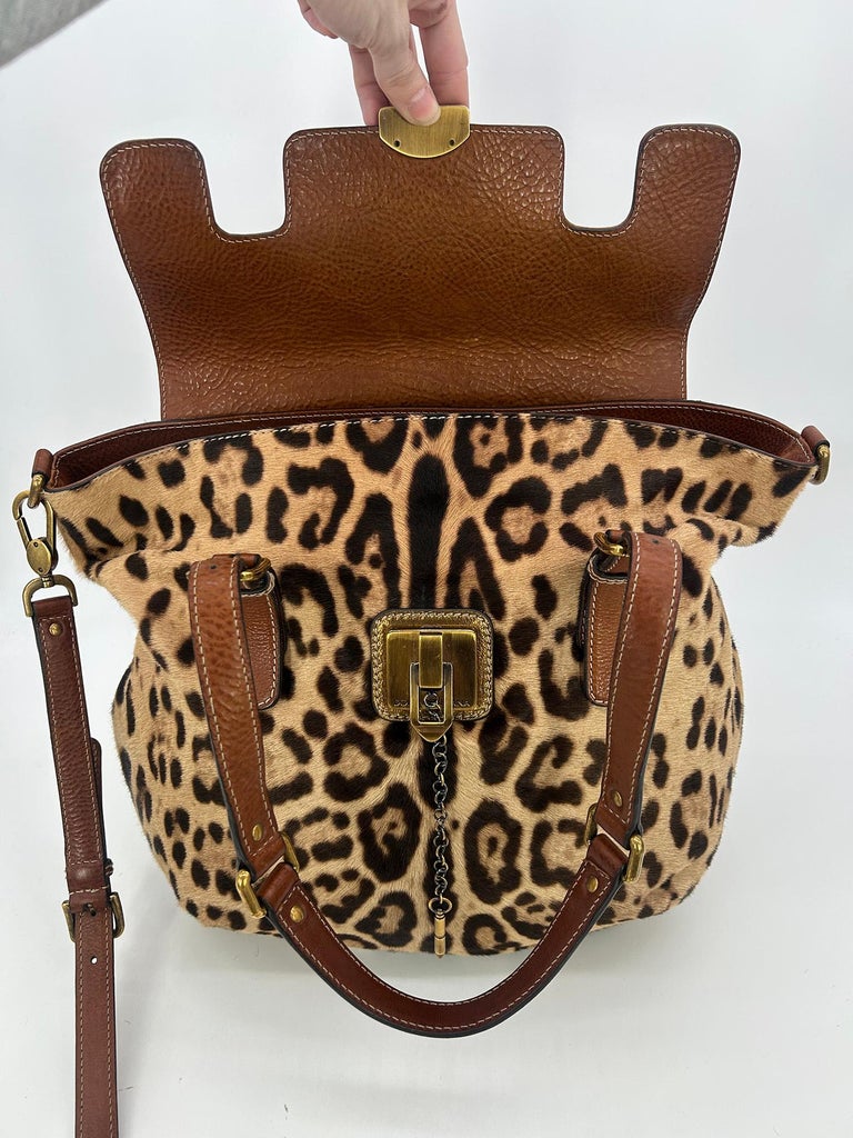 Dolce & Gabbana - Tan Leopard Print Leather Trimmed Shoulder Bag Dolce & Gabbana Leopard-Print Shoulder Bag with Tan Leather  main image 3