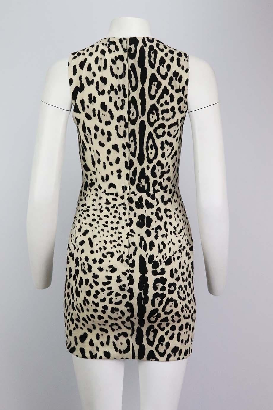 Gray Dolce And Gabbana Leopard Print Silk Blend Mini Dress IT 38 UK 6