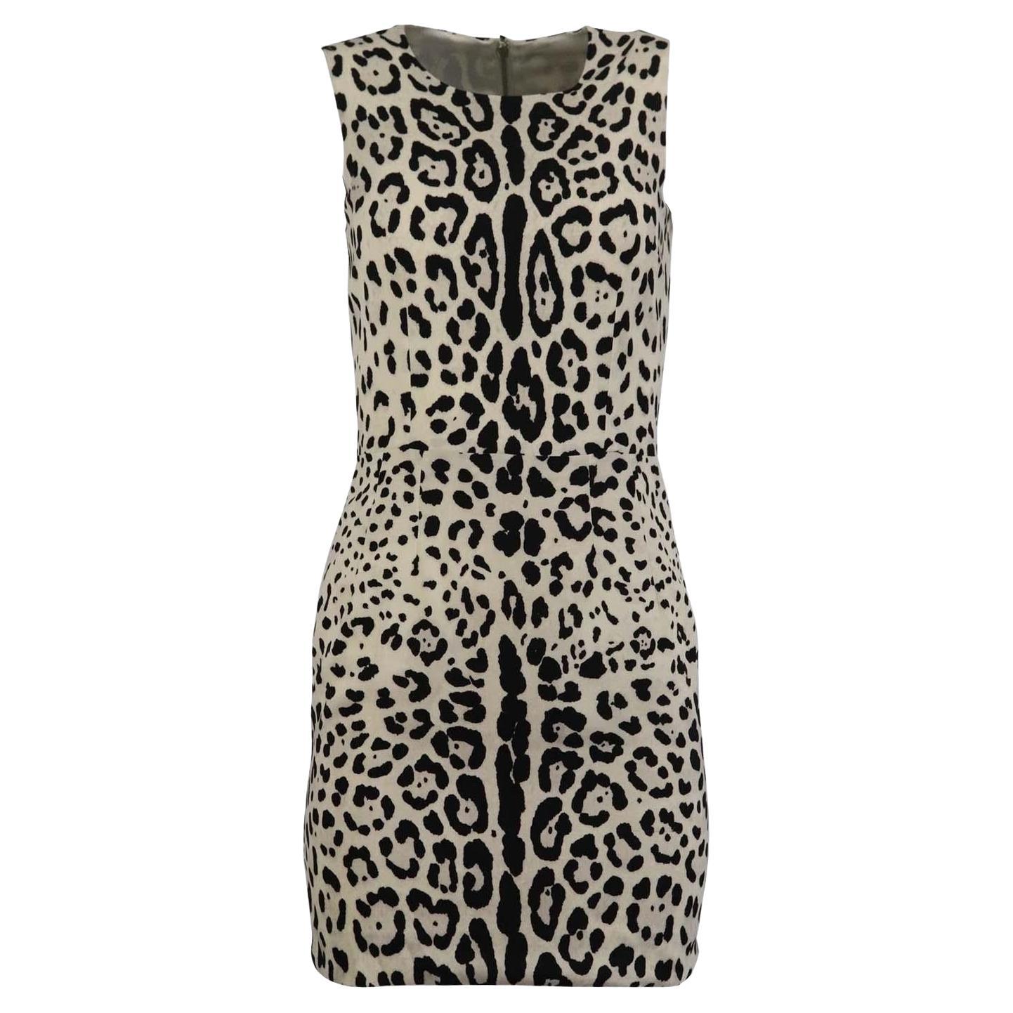 Dolce And Gabbana Leopard Print Silk Blend Mini Dress IT 38 UK 6