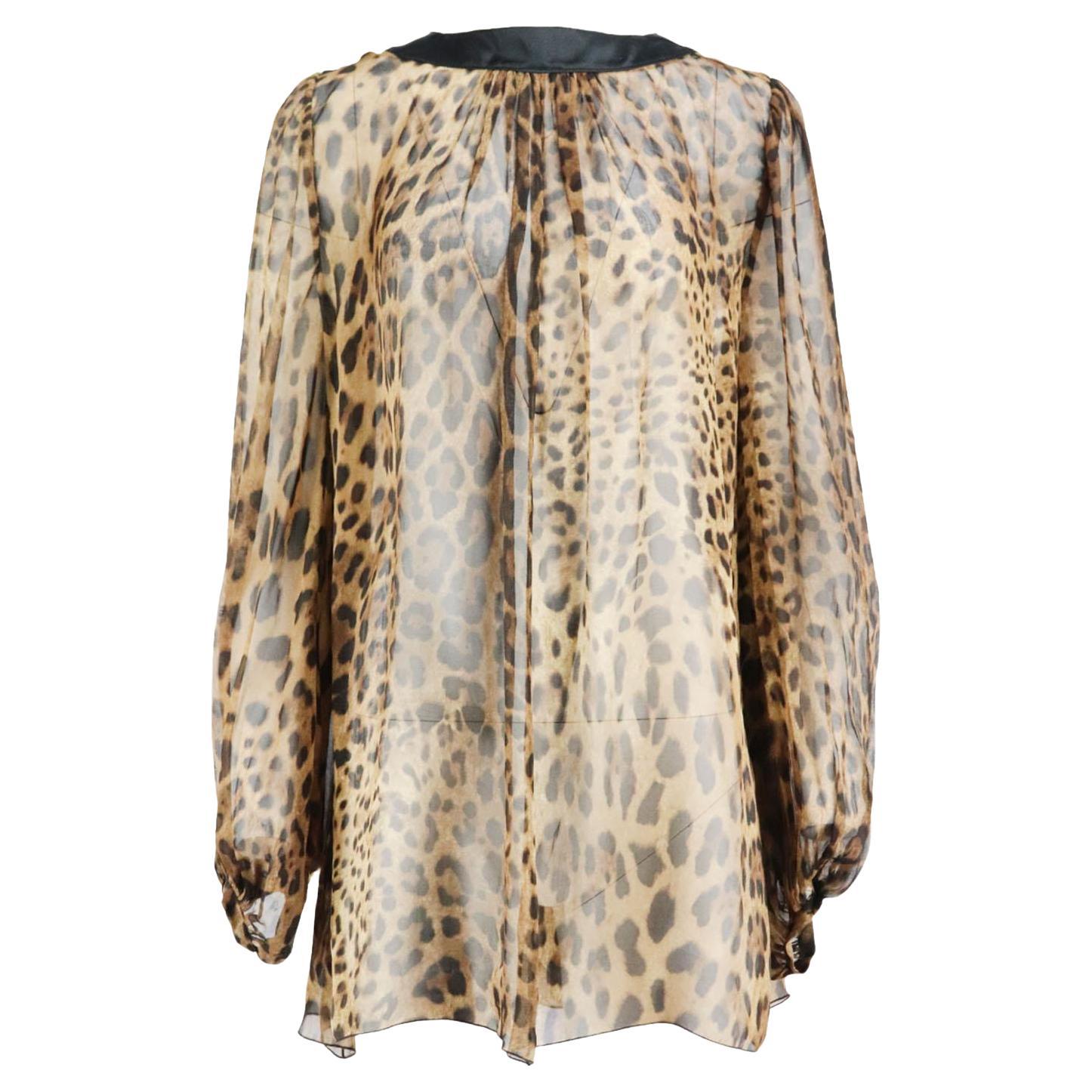 Dolce And Gabbana Leopard Print Silk Blouse It 44 Uk 12
