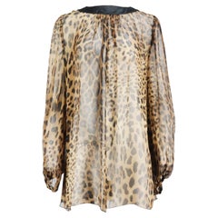Dolce And Gabbana Leopard Print Silk Blouse It 44 Uk 12