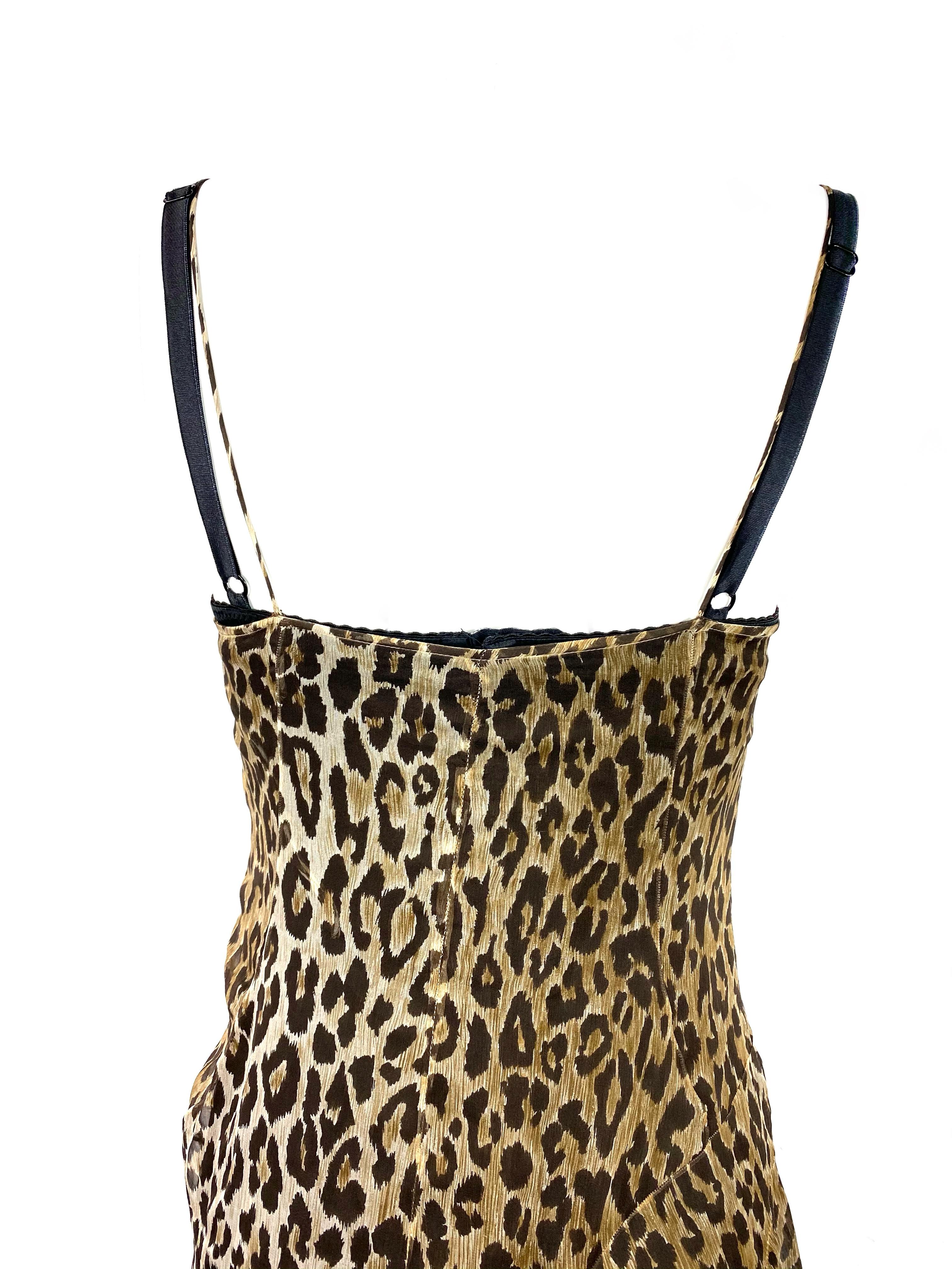 Black Dolce and Gabbana Leopard Slip Midi Dress Size 40