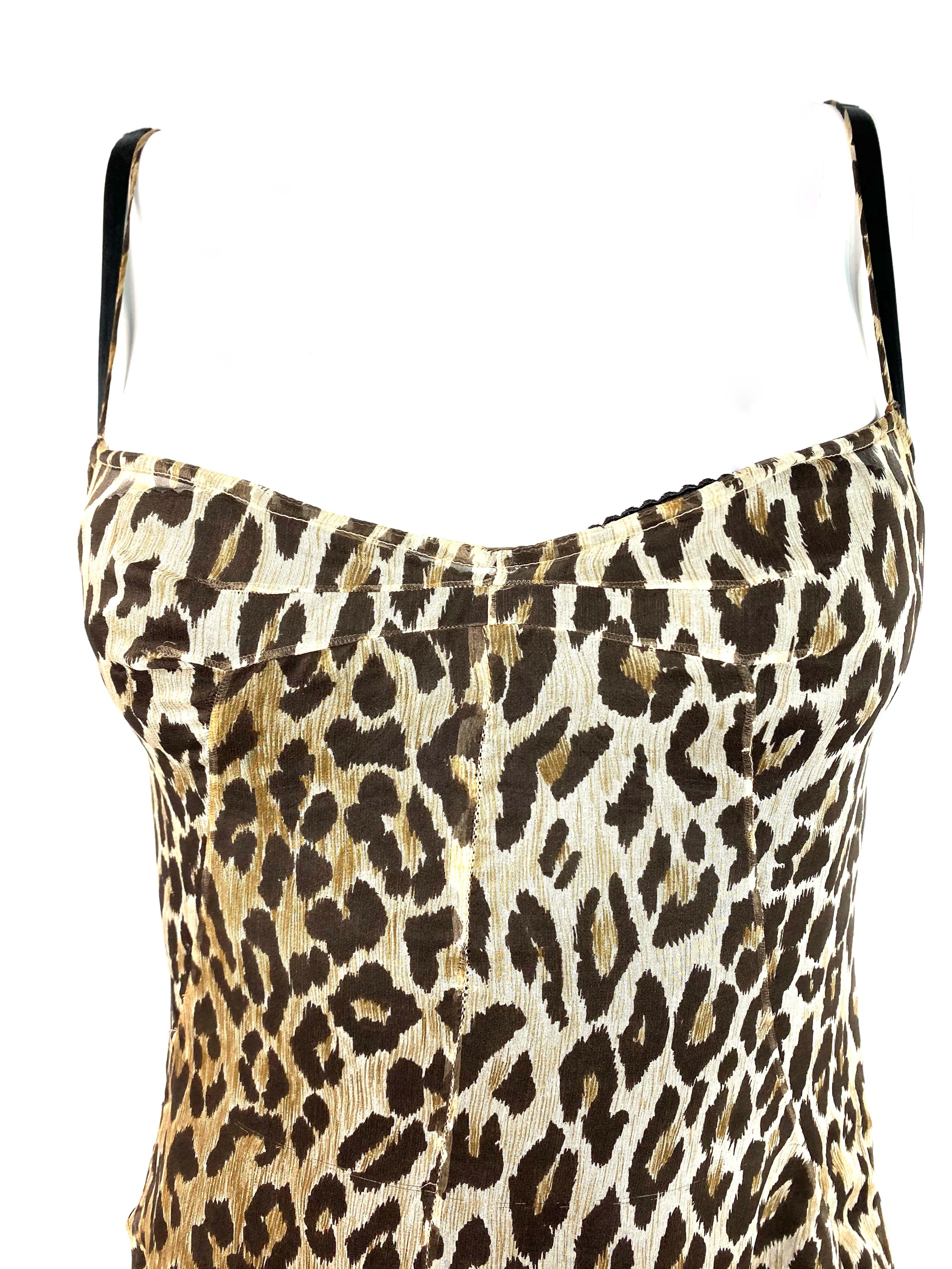 Women's Dolce and Gabbana Leopard Slip Midi Dress Size 40