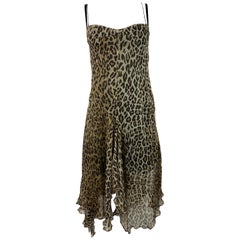Dolce und Gabbana Leoparden-Slip-Midikleid Größe 40
