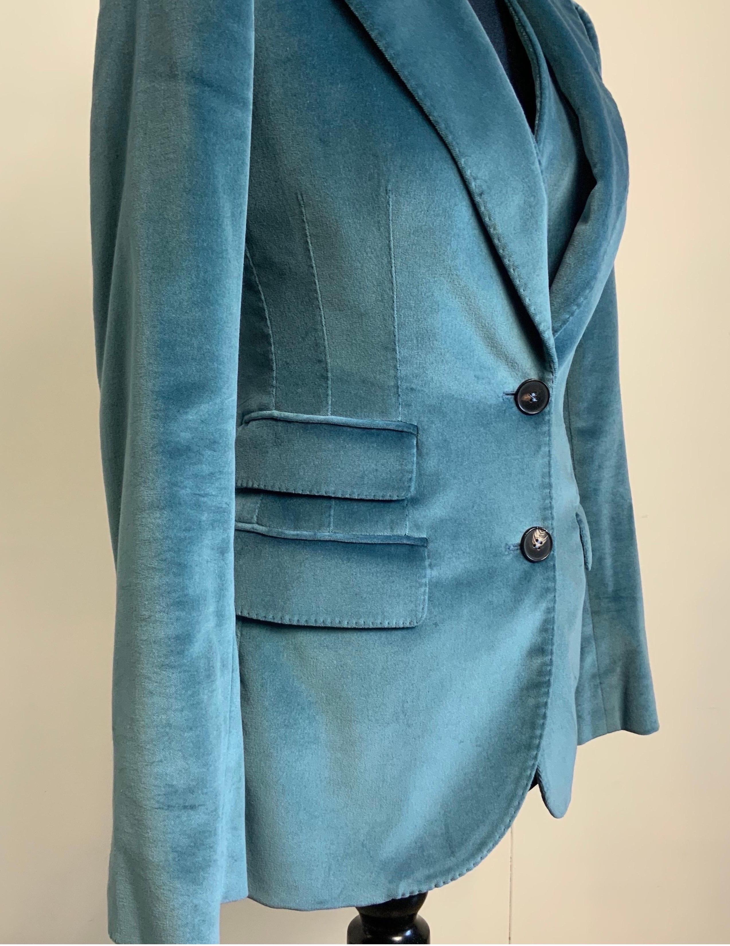 Dolce and Gabbana light blue jacket + vest set. In Excellent Condition For Sale In Carnate, IT